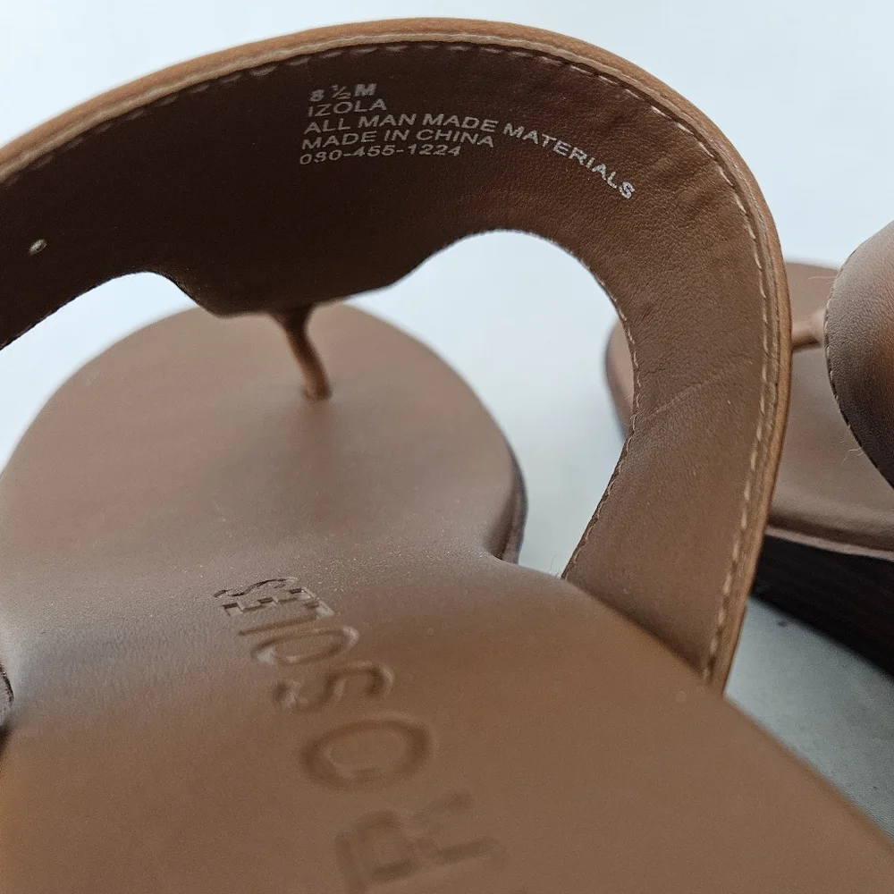 SOLD!! Aerosoles Izola Thong Sandles Tan Wedge Heel Size 8.5 NWOT - Picture 5 of 13